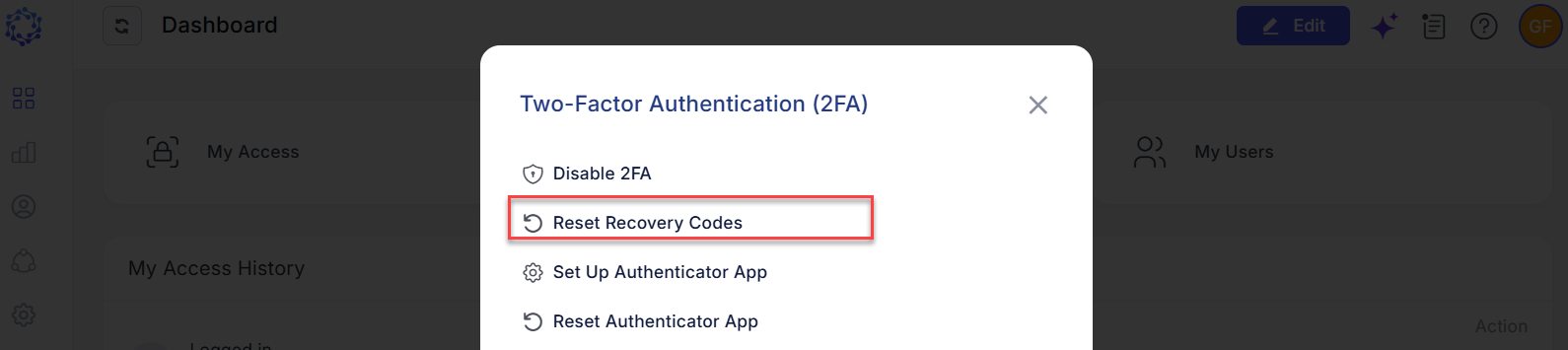 Reset Recovery Codes