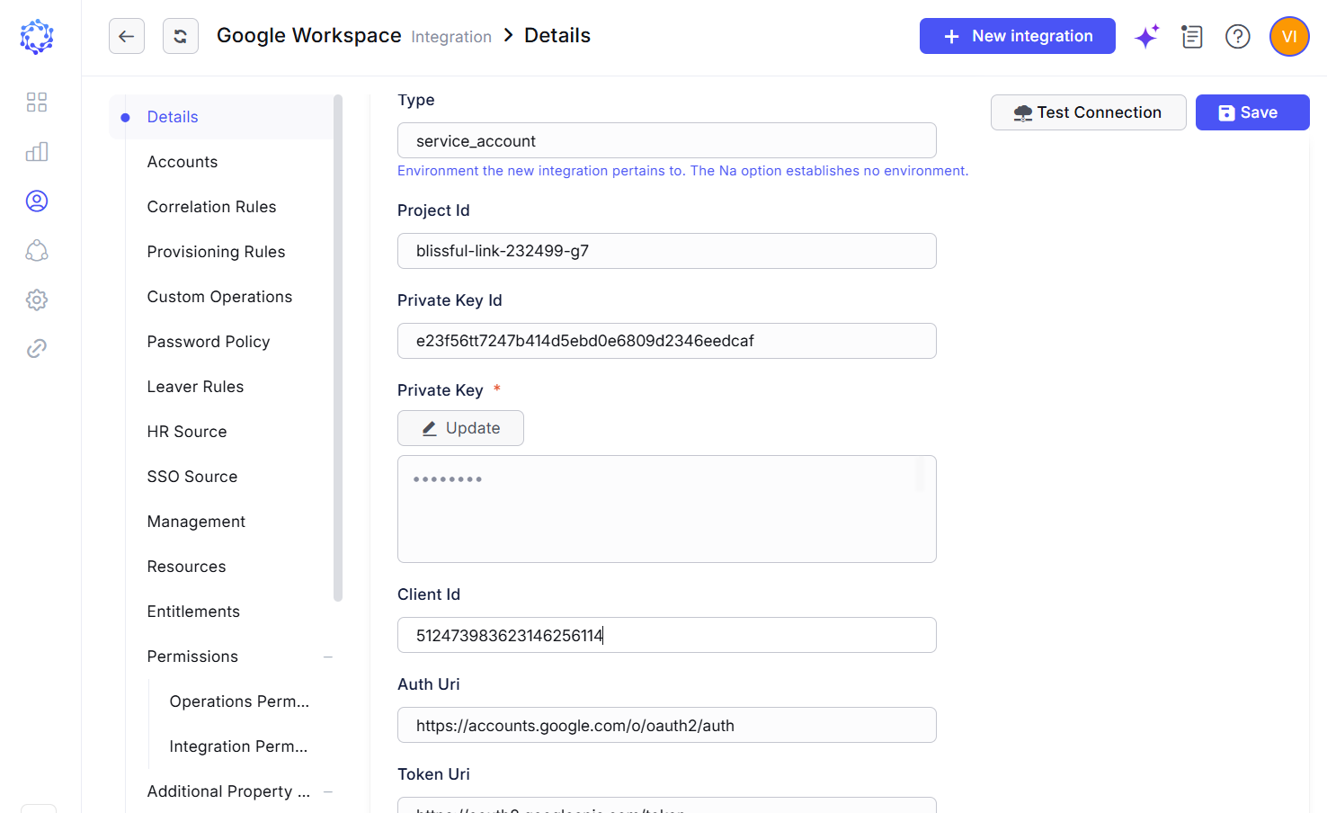 Google Workspace integration configuration