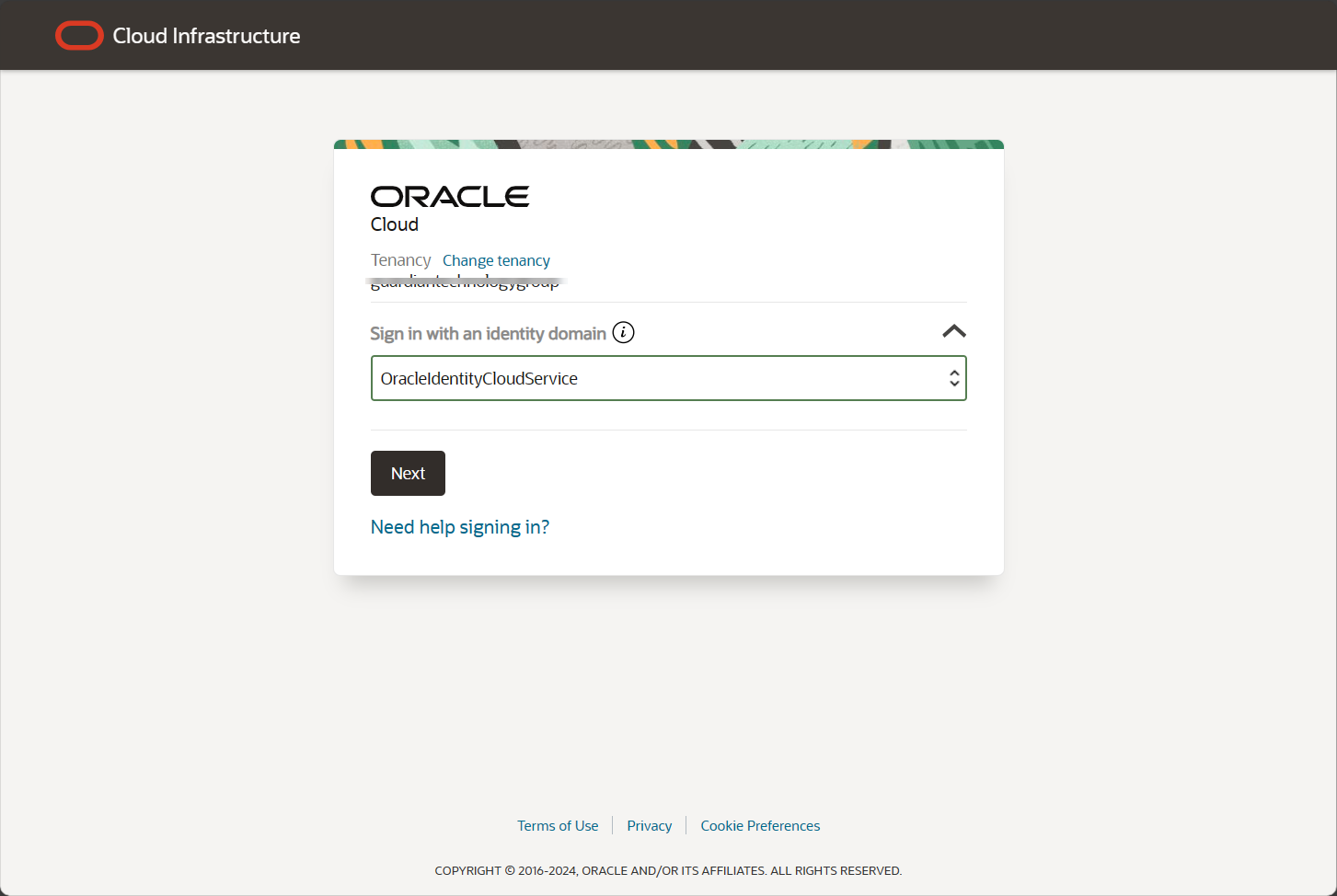 Sign in with an identity domain