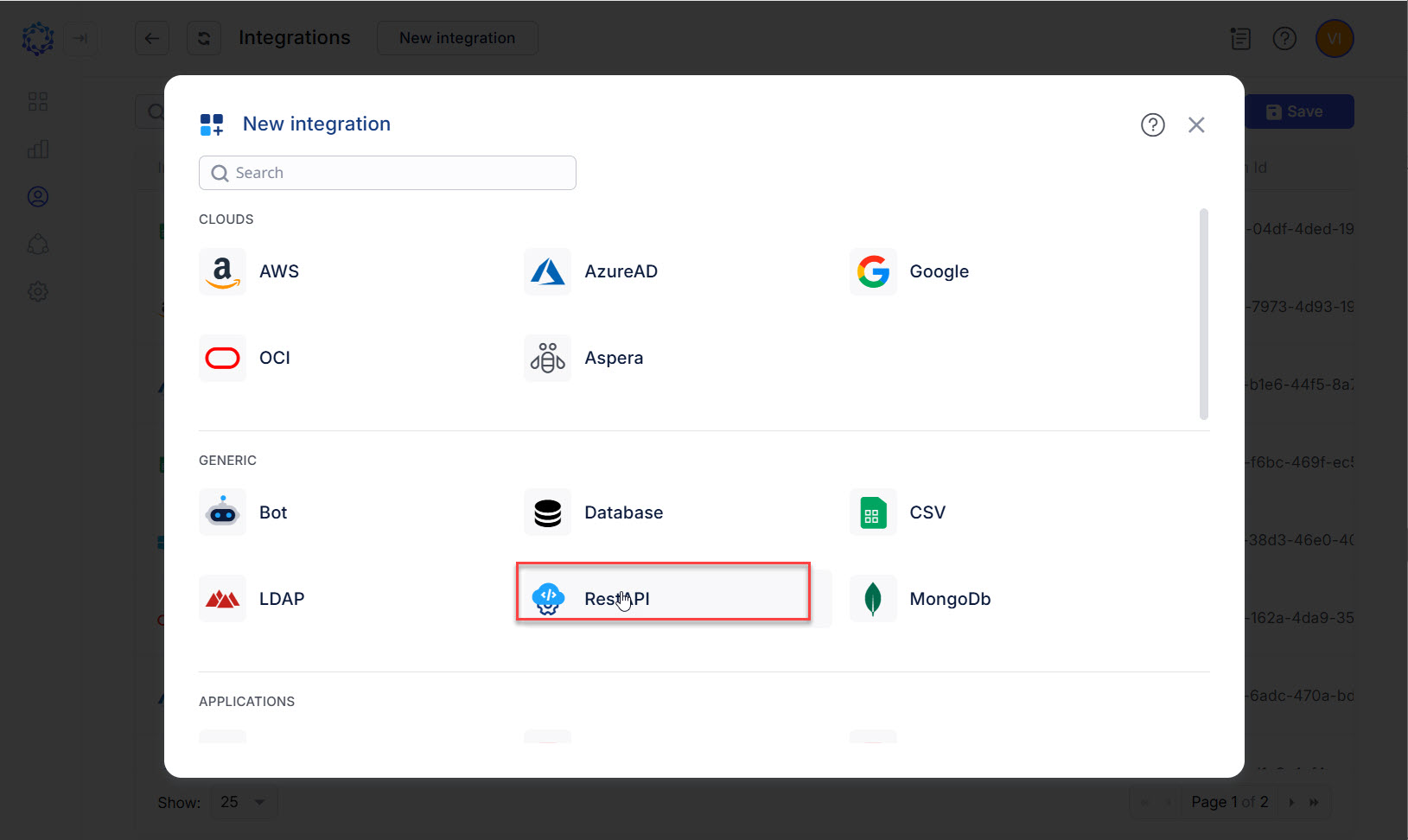 REST API integration type