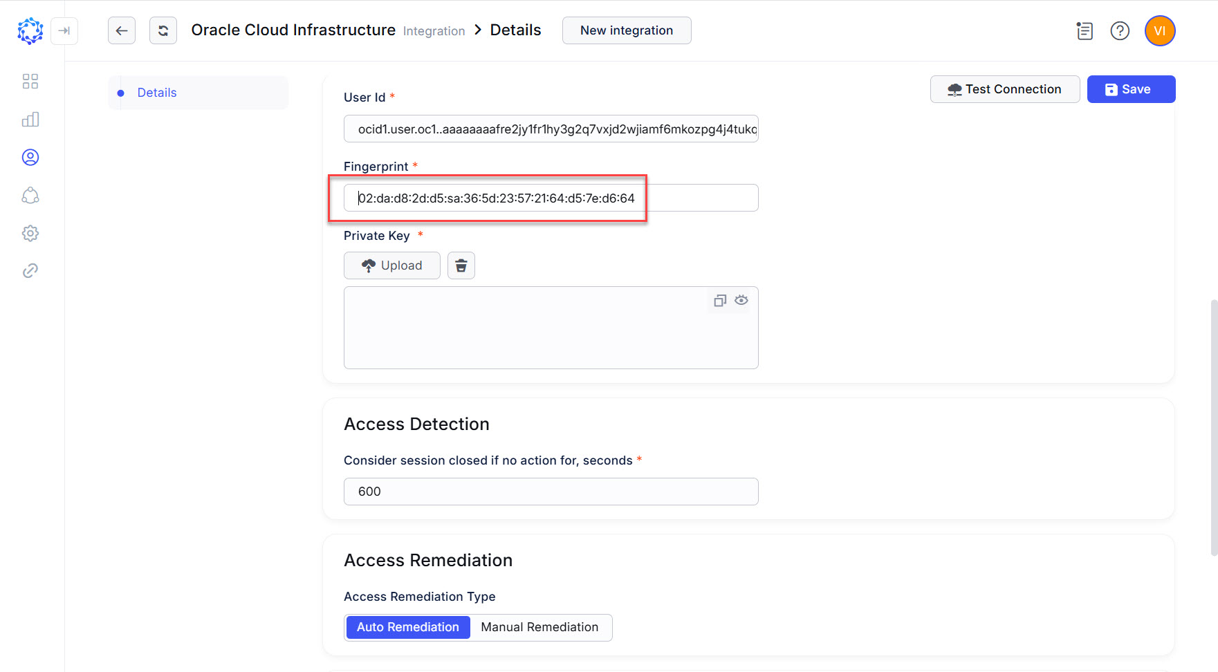 Fingerprint field of the new integration