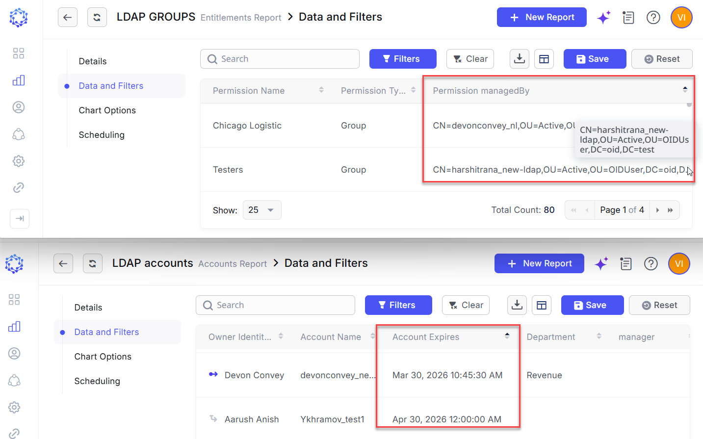 LDAP integration data examples