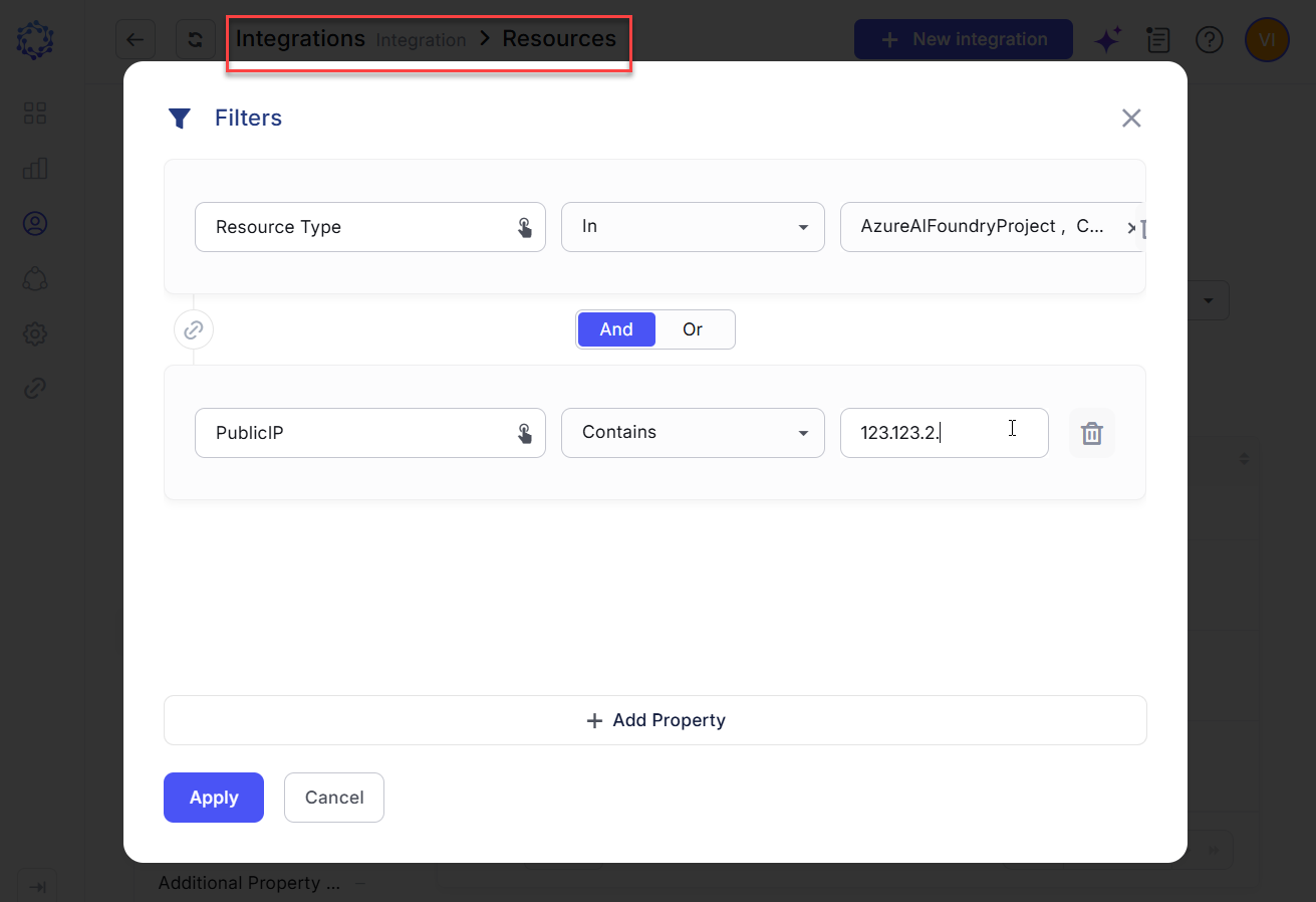 Analytics Filters in the Resources grid