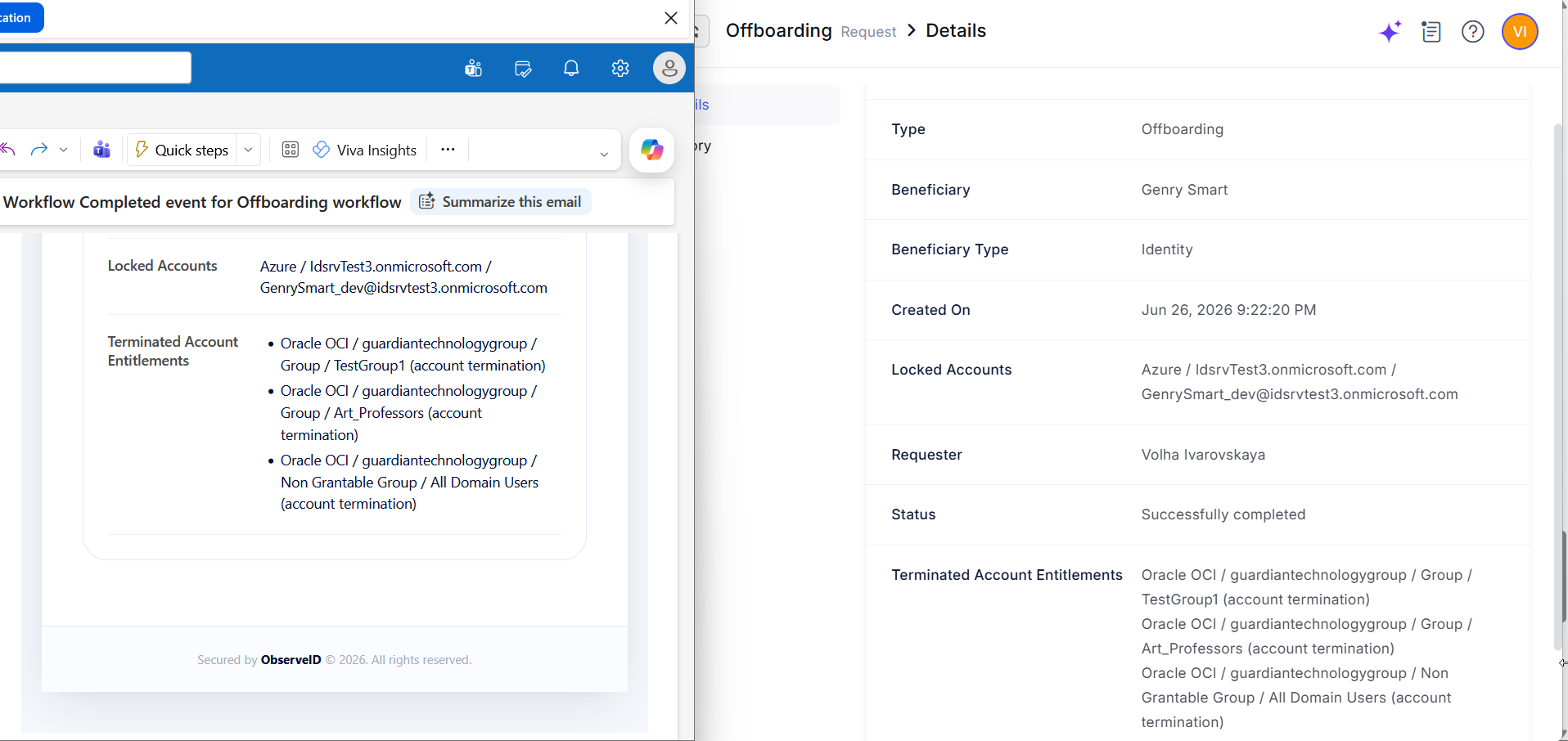 Email with terminated access