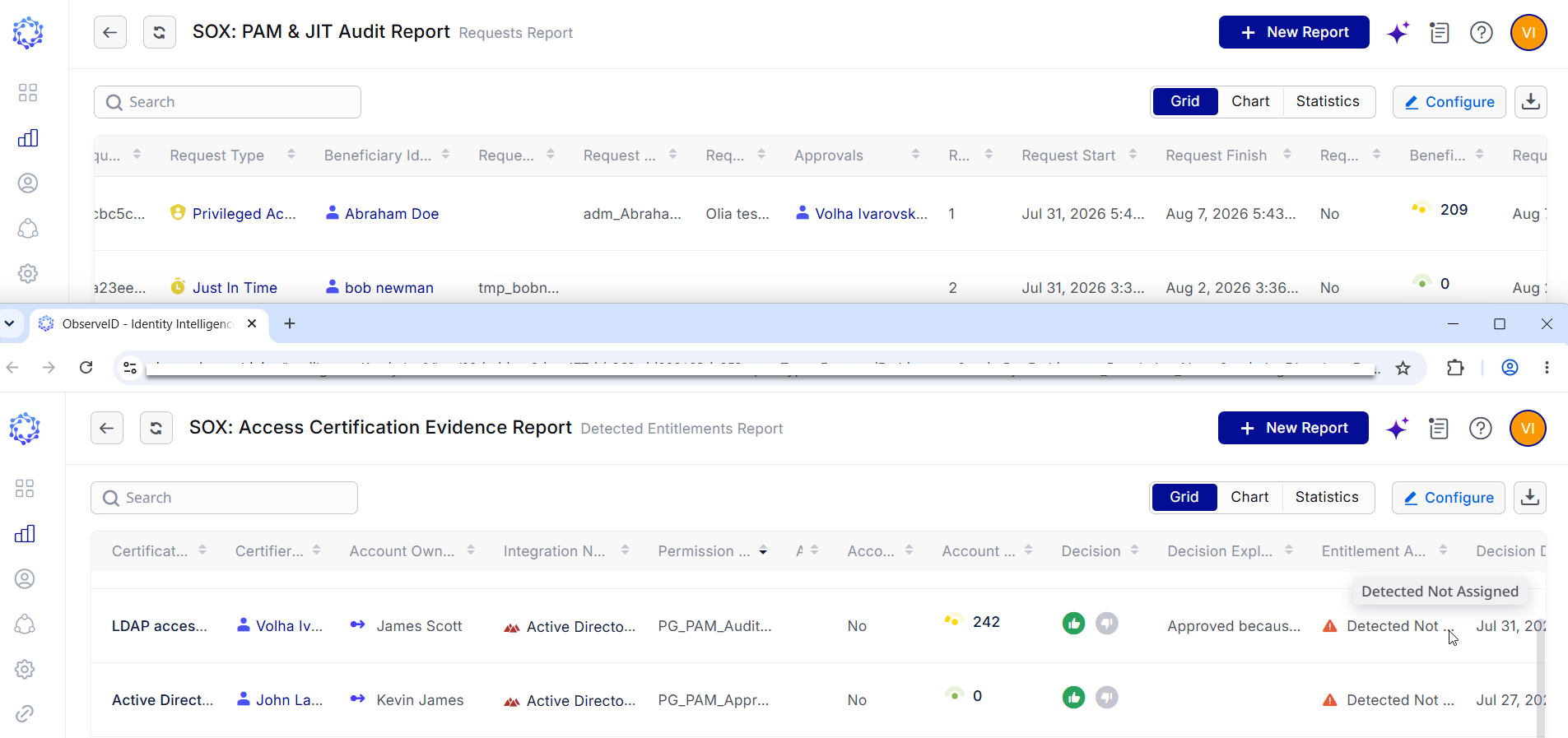 PAM & JIT and Certification reports