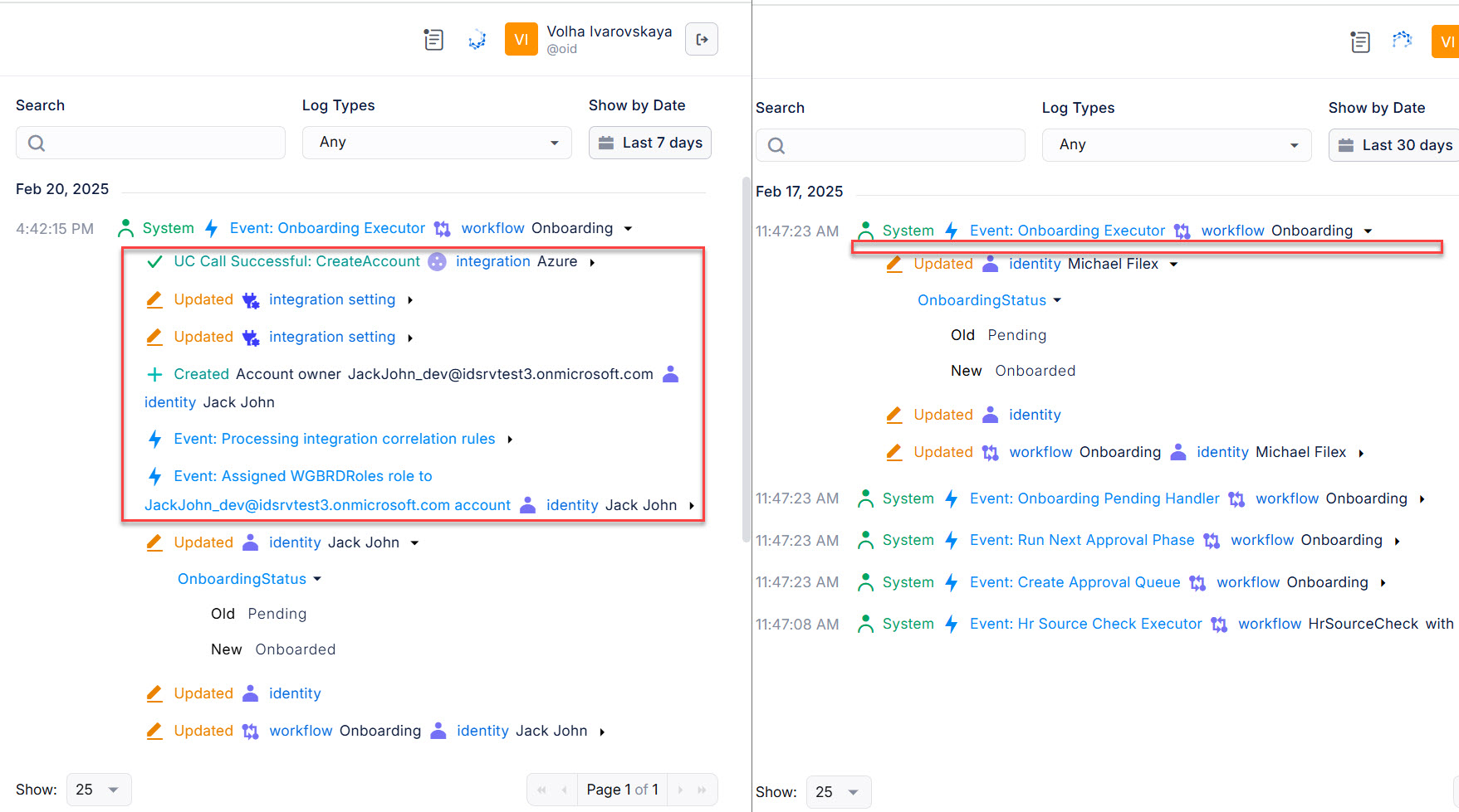 Two Onboarding workflows