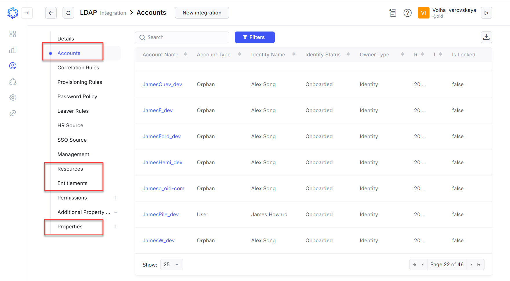 LDAP integration data